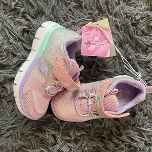 NWT Skechers Kids' Sparkle Sneakers - Pink and Silver - Size 8